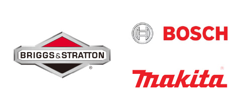 Prestavljeni su zaštitni zaci i logo brendova Brigs & Stratton, Makita, i Bosch servis mašina i alata